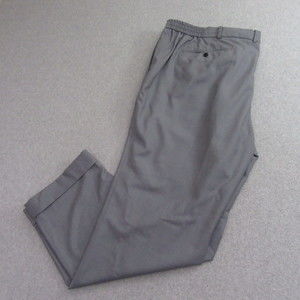 Atelier Munro Mens Dress Pants 52 x 30‎ Gray 100% Wool Cuffed Flat Front